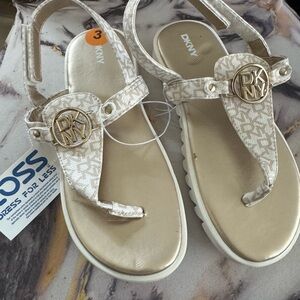 DKNY Women's Beige and Gold Sandals